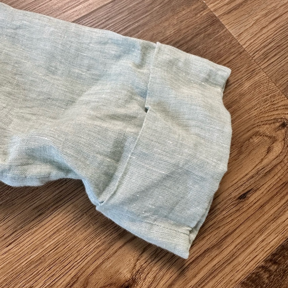 J. Jill PureJill Linen Tunic Shirt 3/4 Sleeve Popover V-Neck Green Beach Small - Picture 5 of 8